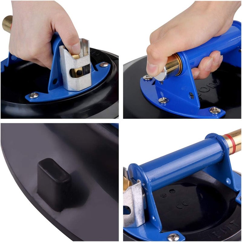 IMT 9" Glass Suction Cup Concave Pad, Vacuum Suction Lifter with Metal Handle and Brass Pump, for Curved Glass/Tiles Lifting, 260lbs Load Capacity with Carrying Case - Image 5